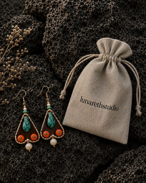 Bohemian Mosaic Fabric Drop Earrings
