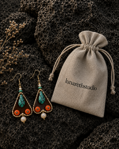Bohemian Mosaic Fabric Drop Earrings