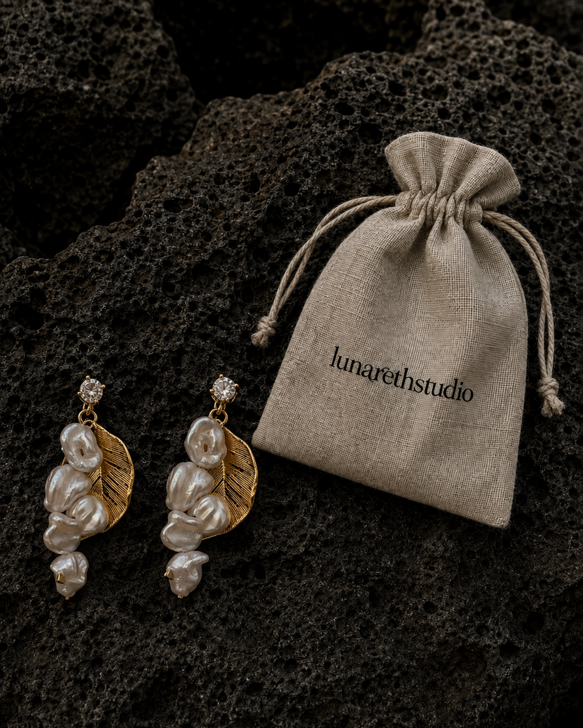 Baroque Petal Pearl Drop Earrings