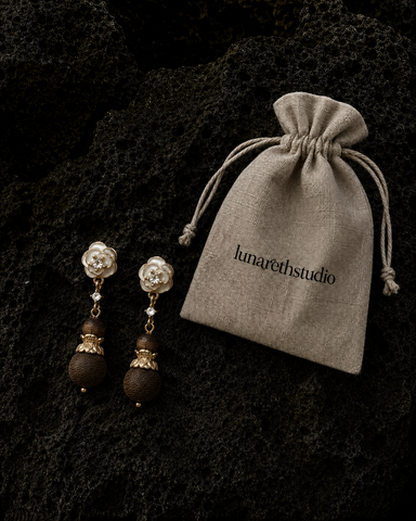 Camellia Wood Sculptural Earrings