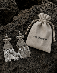 Geometric Fringe Triangle Statement Earrings