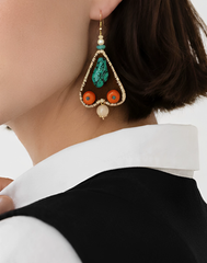 Bohemian Mosaic Fabric Drop Earrings