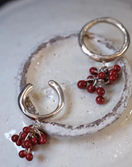 Crimson Ember Beaded Drop Earrings