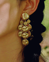 Weathered Disc Fringe Vintage Earrings