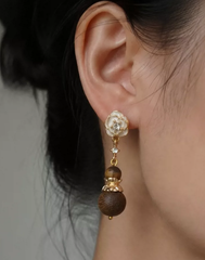 Camellia Wood Sculptural Earrings
