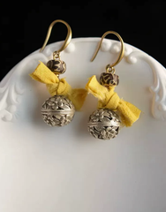 Carved Bell Knot Fringe Earrings