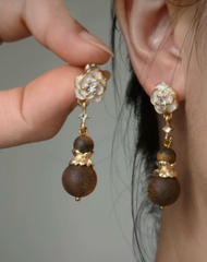 Camellia Wood Sculptural Earrings