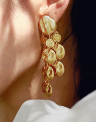 Weathered Disc Fringe Vintage Earrings