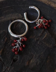 Crimson Ember Beaded Drop Earrings