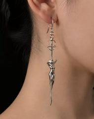 Sculptural Sword Figure Earrings