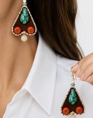 Bohemian Mosaic Fabric Drop Earrings