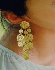 Weathered Disc Fringe Vintage Earrings