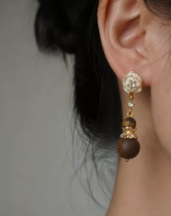 Camellia Wood Sculptural Earrings