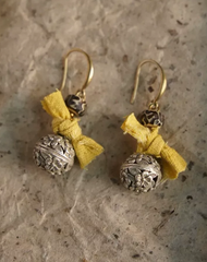 Carved Bell Knot Fringe Earrings