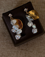 Baroque Petal Pearl Drop Earrings