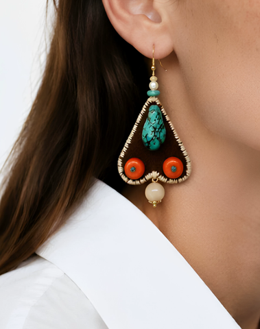 Bohemian Mosaic Fabric Drop Earrings