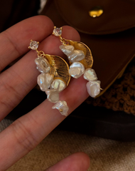 Baroque Petal Pearl Drop Earrings