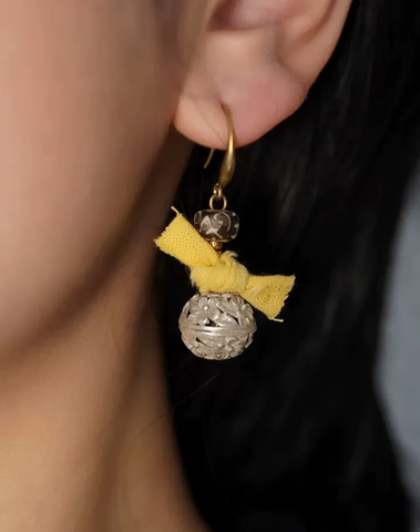 Carved Bell Knot Fringe Earrings