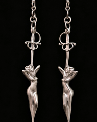 Sculptural Sword Figure Earrings